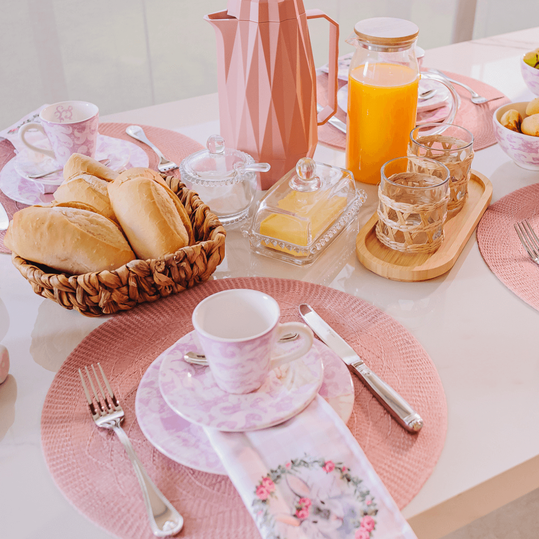 Prato Sobremesa Sweet Easter Pascoa Branco e Roxo