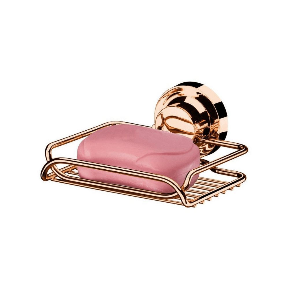 Saboneteira Com Ventosa Ultra Resistente Rose Gold Aramada