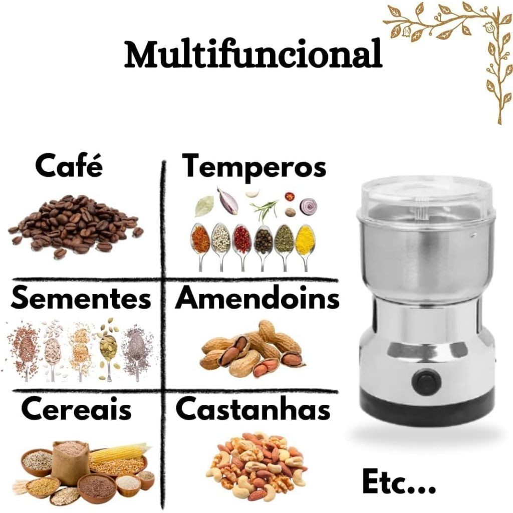 Moedor Triturador Elétrico Multifuncional em Aço Inox