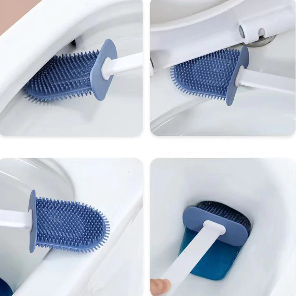 Kit Escova de Silicone para Vaso Sanitário 2 Em 1 Com Base e Mini Escova de Limpeza
