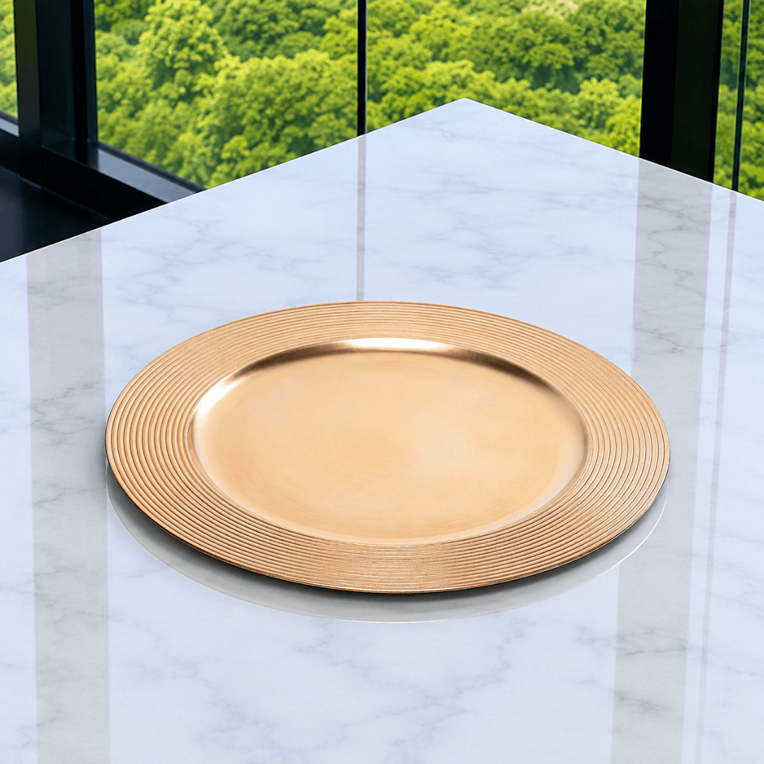 Sousplat Redondo Plástico Dourado 33cm