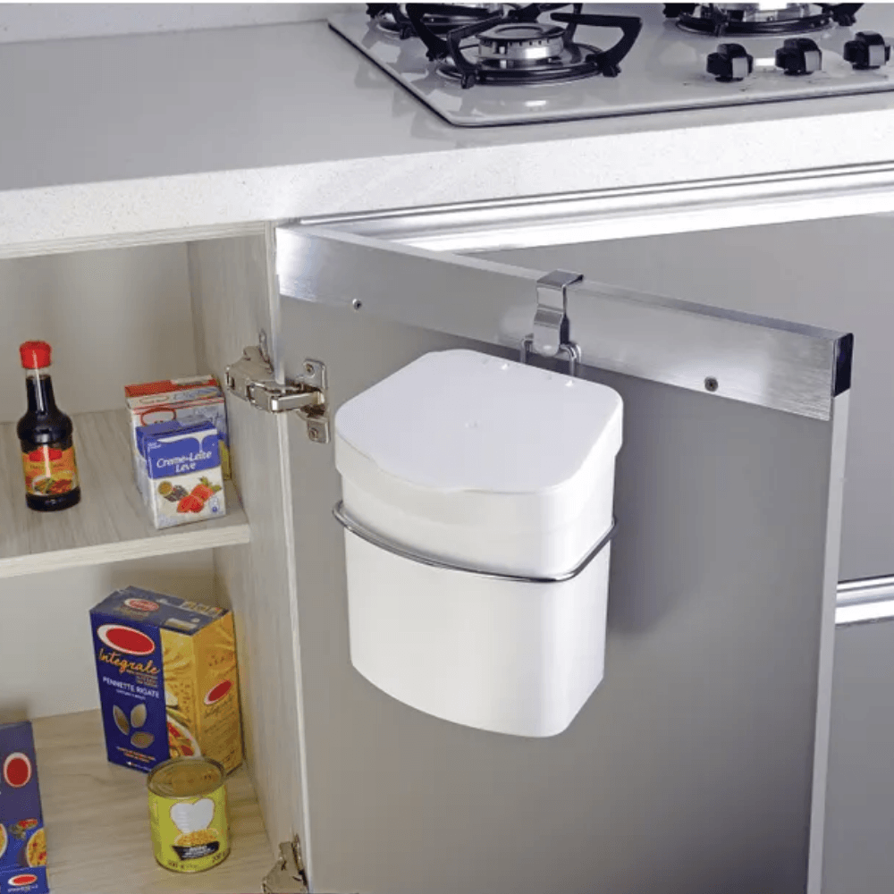 Suporte com Lixeira Plástica 2,5L para Porta de Armário