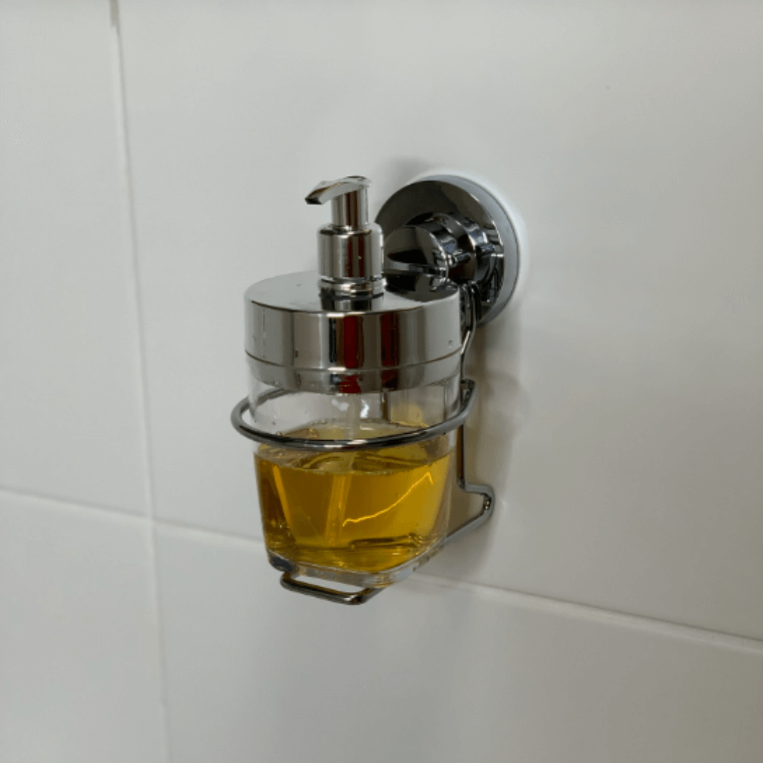 Suporte com Porta Sabonete Liquido Ventosa Cromado - 400 Ml