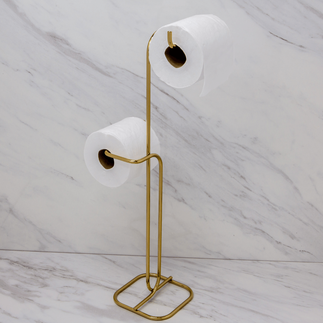 Suporte para Papel Higiênico de Chão 2 Rolos Dourado