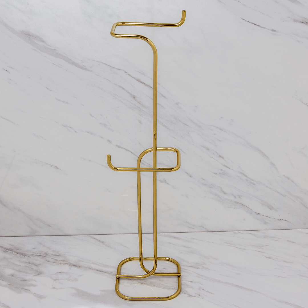 Suporte para Papel Higiênico de Chão 2 Rolos Dourado