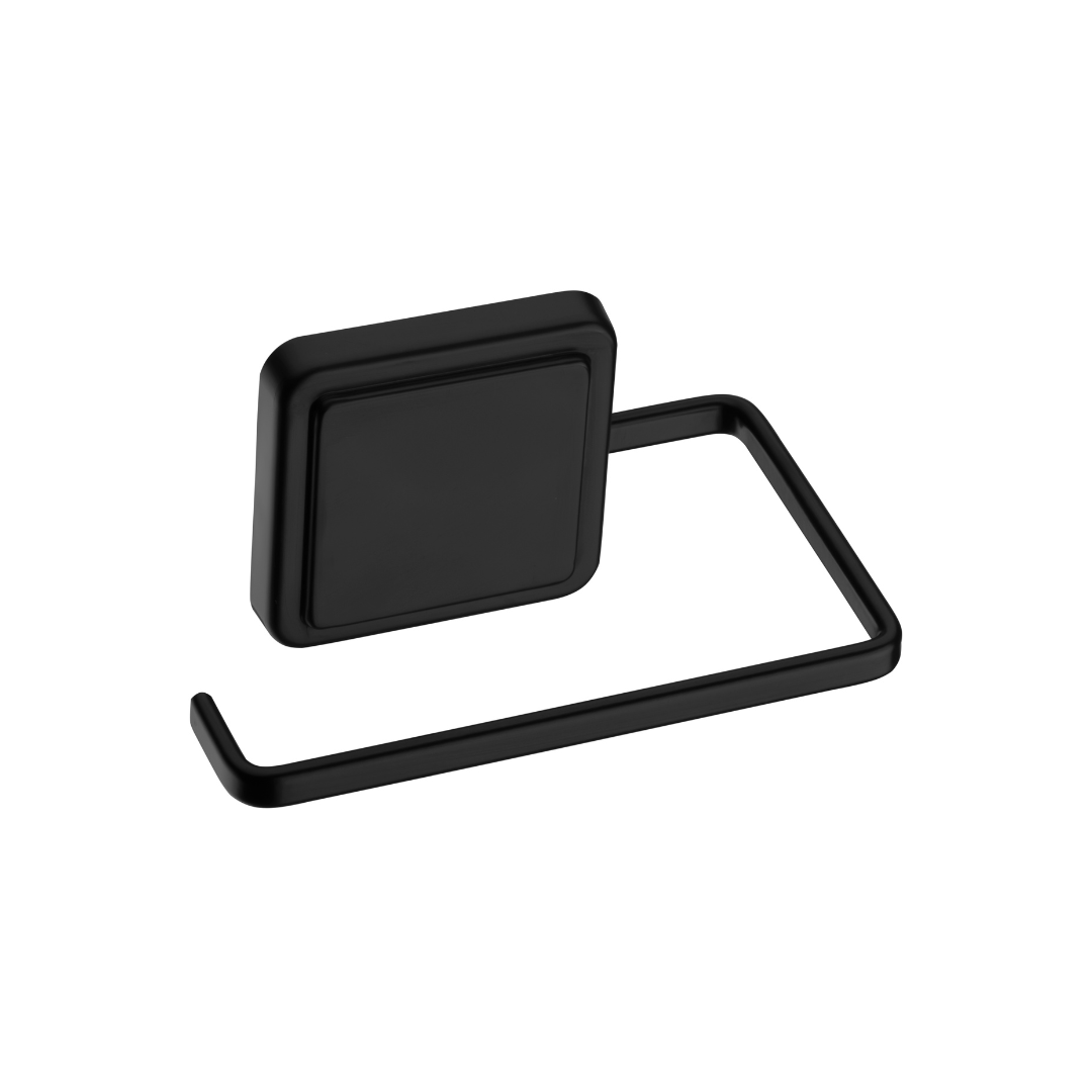Suporte Porta Papel Higiênico Fixação por Adesivo Preto Fosco 12,5cm