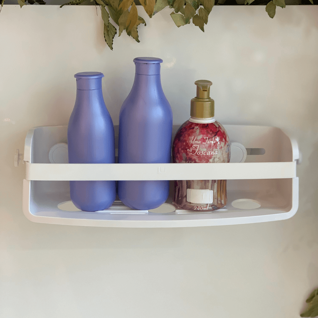 Suporte Porta Shampoo Fixação Adesivo Branco Linha Flex
