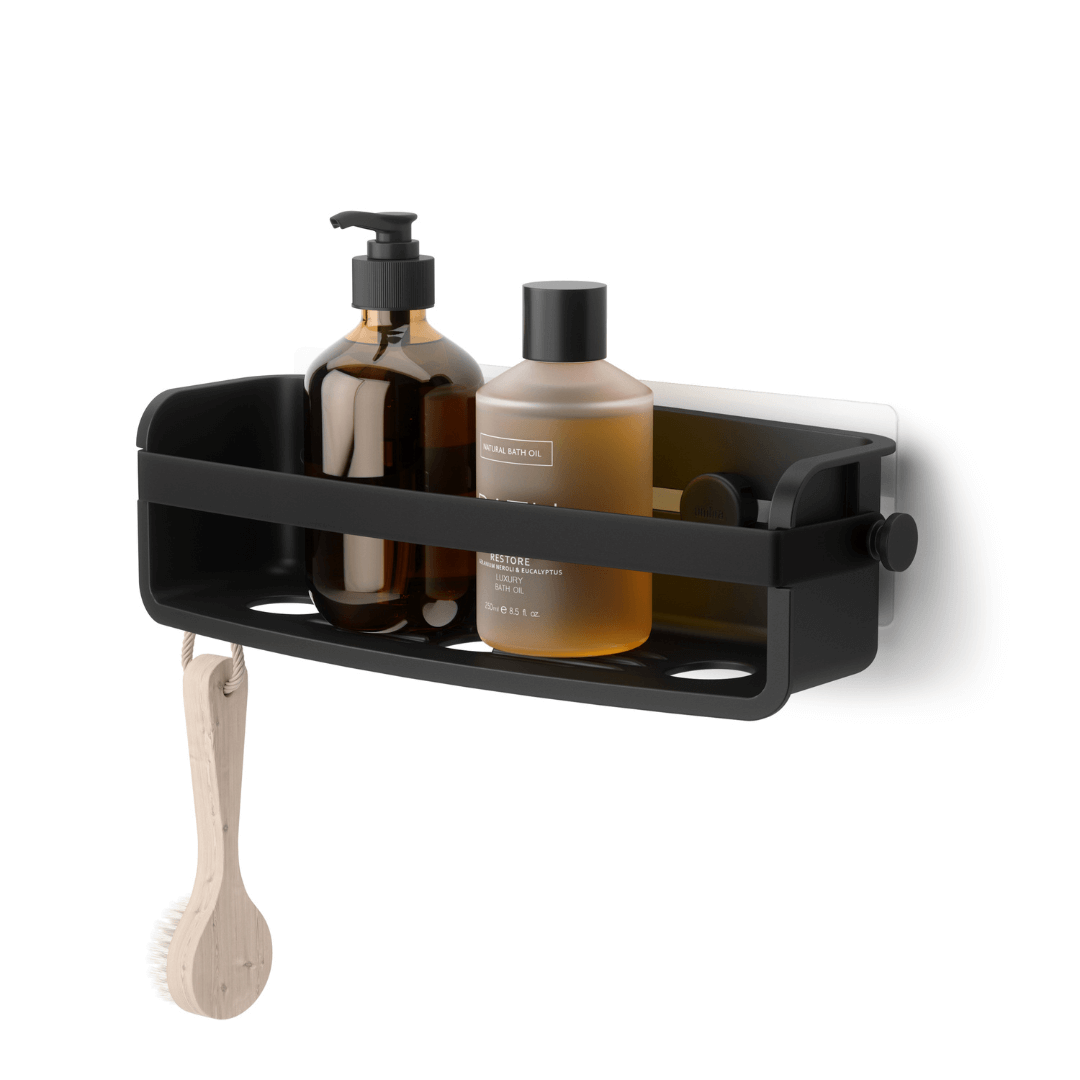 Suporte Porta Shampoo Fixação Adesivo Preto 33cm