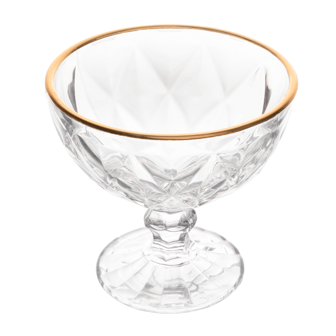 Taça para Sobremesa de Vidro com Fio de Ouro Diamond 250ml