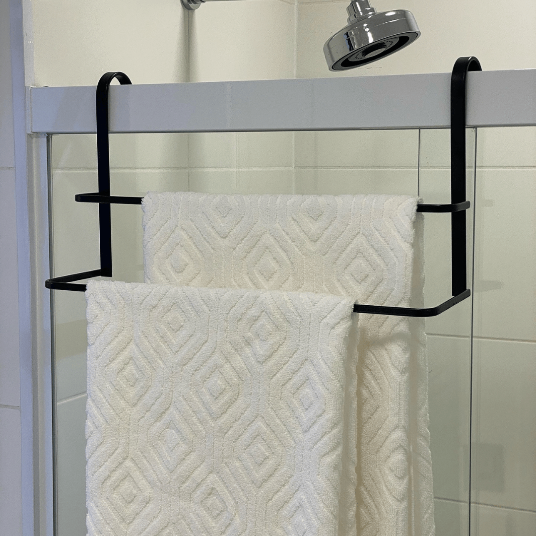 Toalheiro De Box Duplo 45 Cm De Encaixar Preto Fosco Linha Black