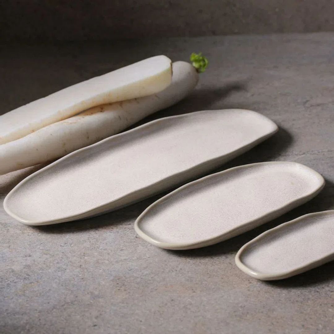 Travessa Oval Orgânica Latte Off White 23cm