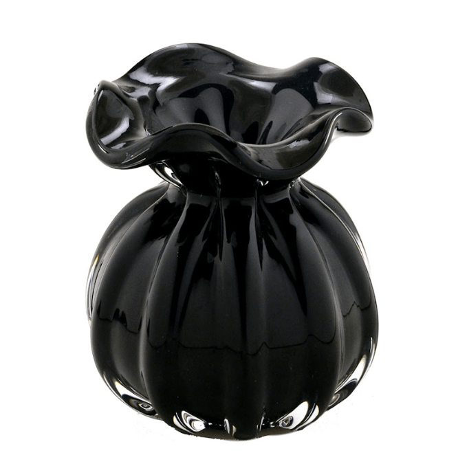 Vaso Murano de Vidro Preto 12,5cm