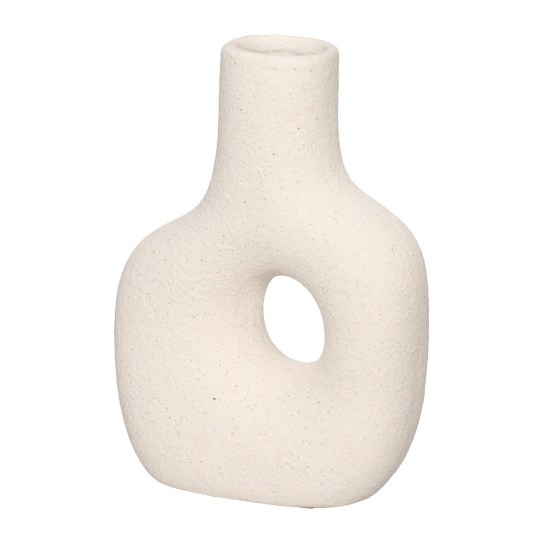 Vaso de Cerâmica Mikonos Circular Branco 17cm