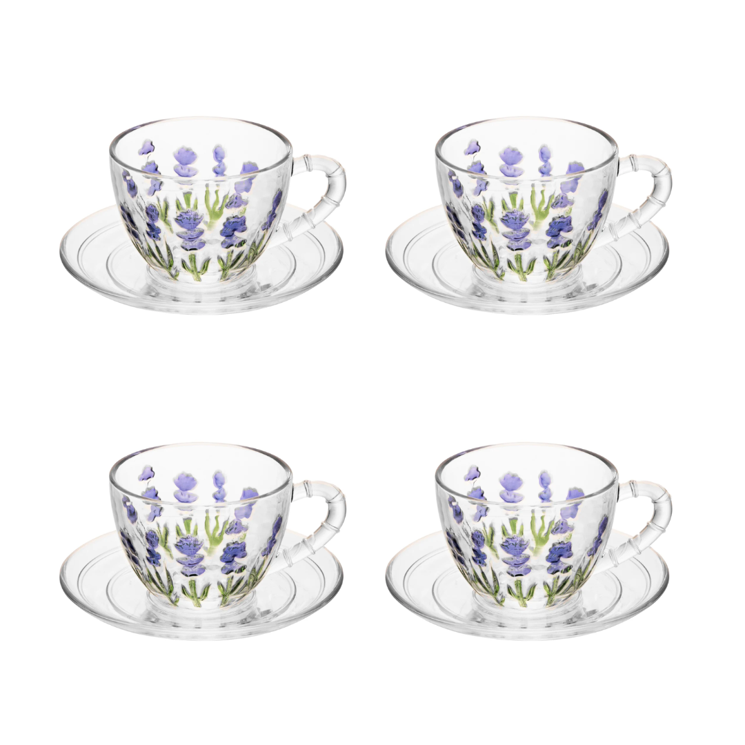 Kit 4 Xícaras de Café Cristal Lavanda 80ml