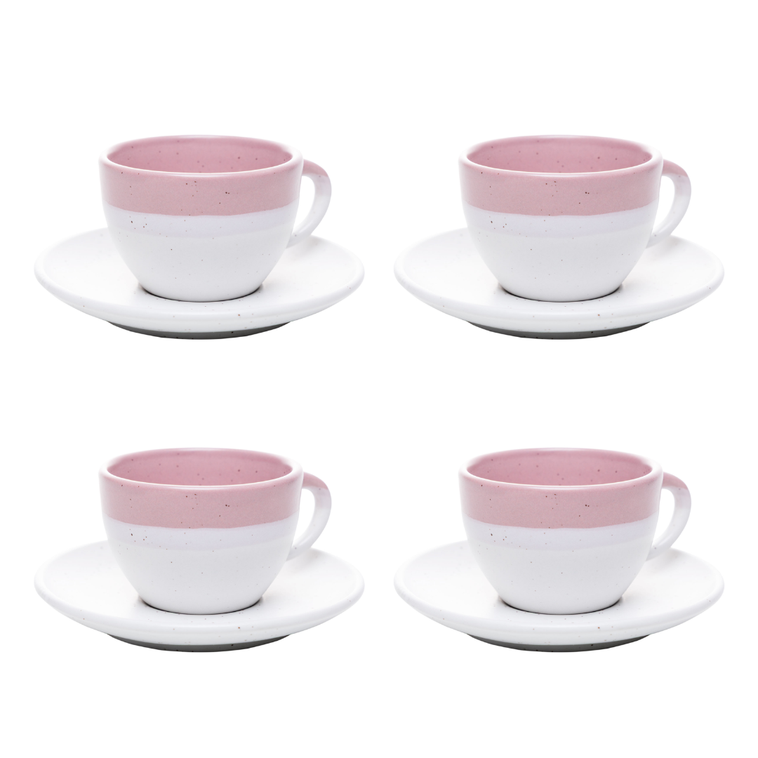 Jogo 4 Xícaras de Café com Pires Ombré Rosa 85ml