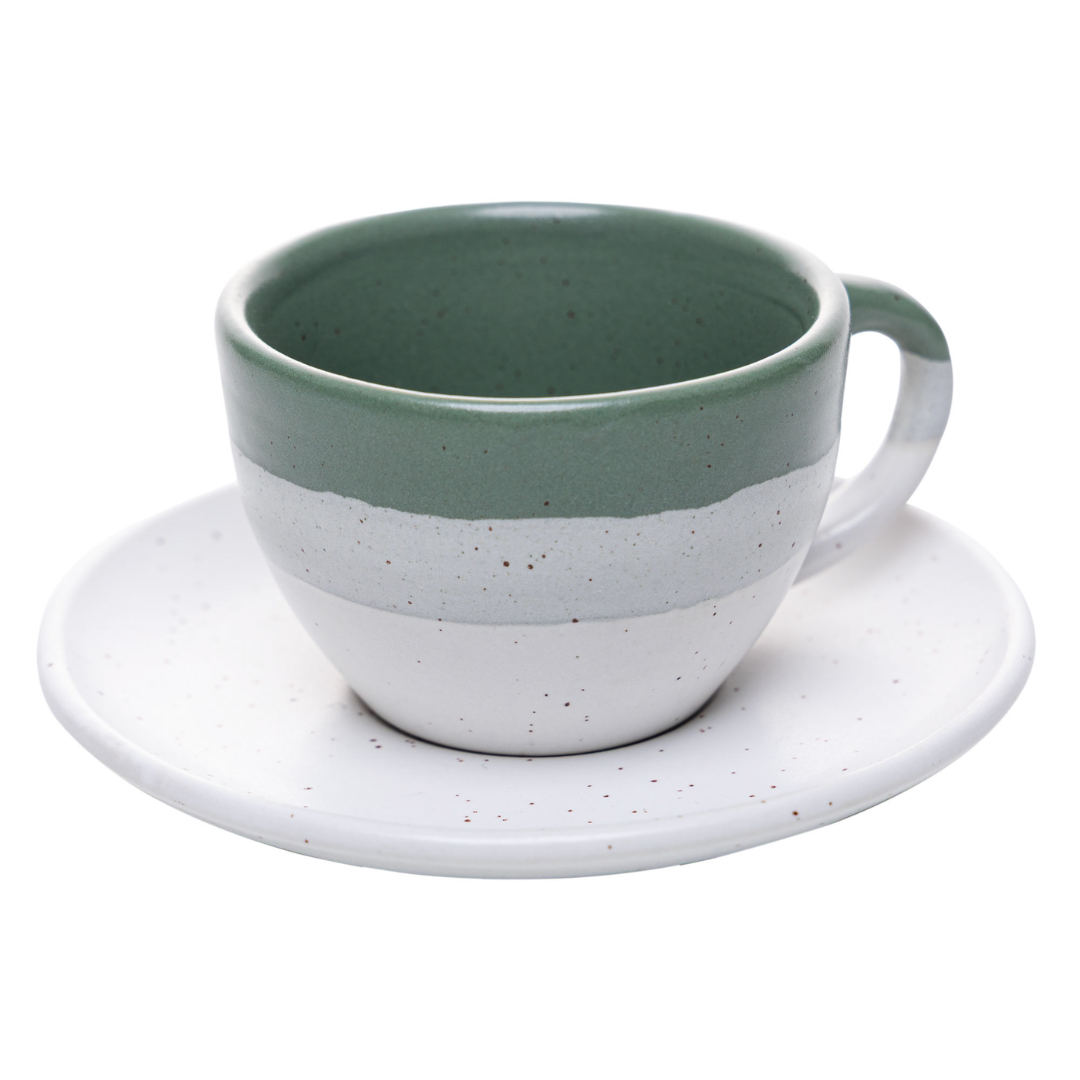 Jogo 4 Xícaras de Café com Píres Cerâmica Ombre Verde 85ml
