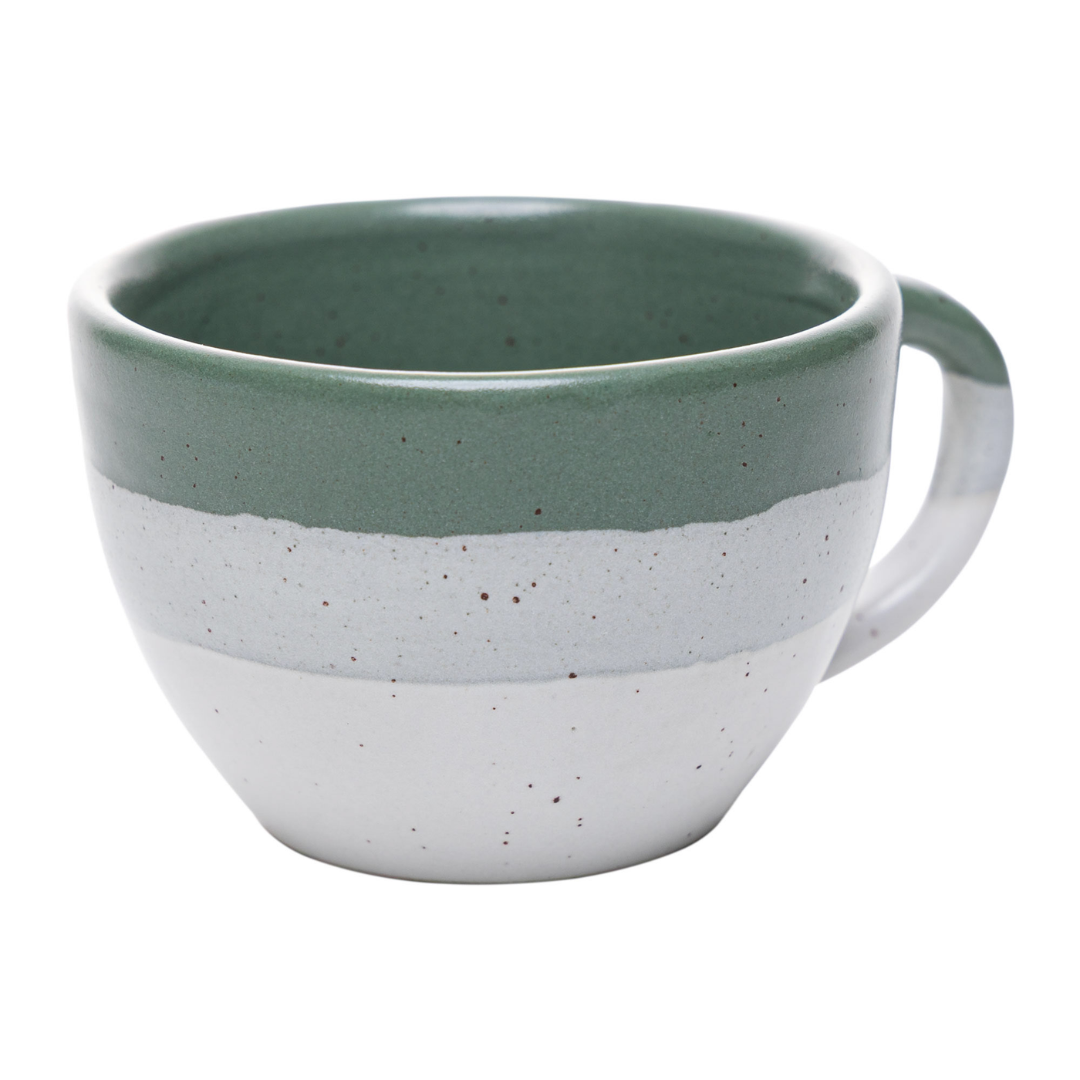 Jogo 4 Xícaras de Café com Píres Cerâmica Ombre Verde 85ml