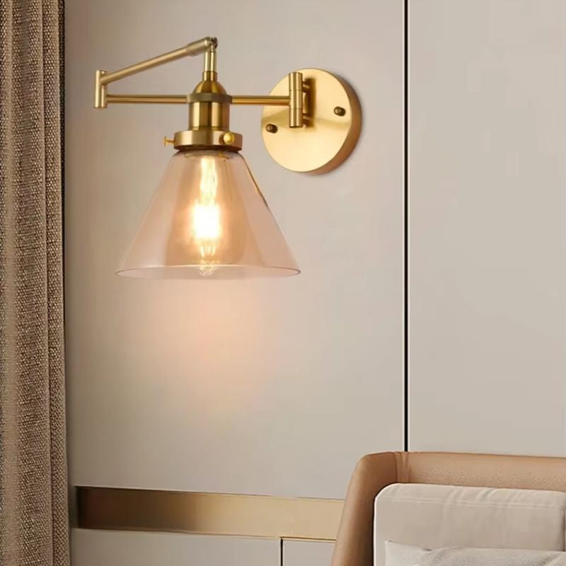Luminária Arandela de Parede Articulada Vintage Retrô Lumière LEDZ – Âmbar / Transparente / Verde