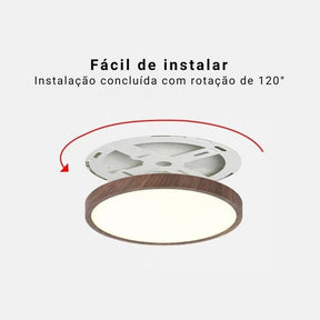 Luminária de Teto Plafon Ultra Slim LED – Circular – Textura Madeira Wall Nut – 30cm/40cm/50cm