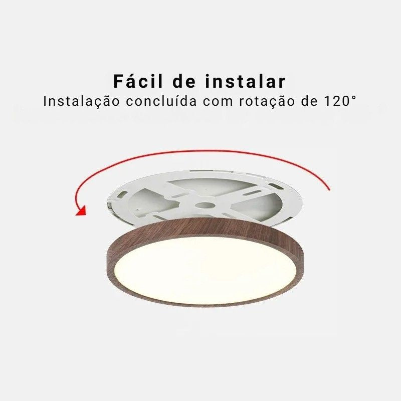 Luminária de Teto Plafon Ultra Slim LED – Circular – Textura Madeira Wall Nut – 30cm/40cm/50cm