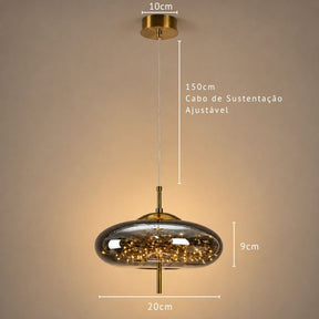 Lustre Pendente de Luxo Design Italiano Fio de Fada Vivare LEDZ – Fumê / Âmbar