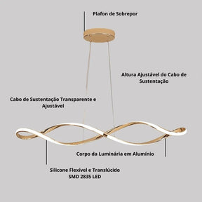 Lustre Pendente Moderno Infinity Led  - Controle Remoto e APP - 100cm