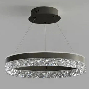 Lustre Pendente de Luxo Circular Versailles LEDZ - Preto/Branco/Dourado - 50cm
