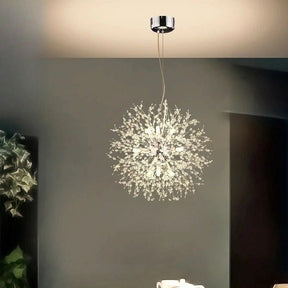 Lustre Pendente Moderno Dente de Leão Led - Dourado/Prata - 55cm