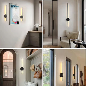 Luminária Arandela de Parede Sem Fio com Controle Remoto - Tendency LED - Preto/Dourado - 50cm
