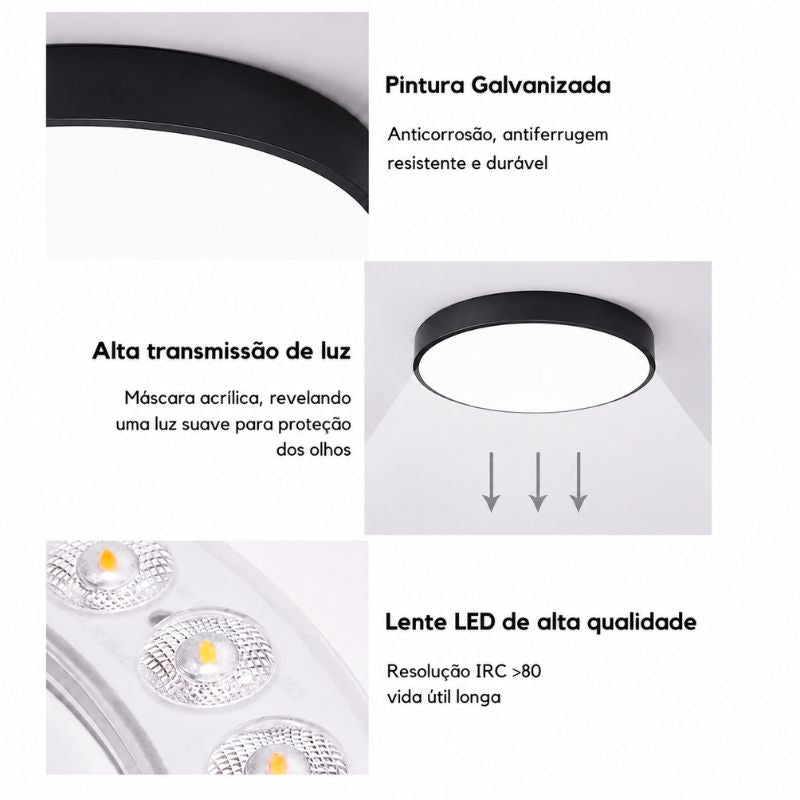 Luminária de Teto Plafon Slim Circular Capri LEDZ – 30cm/40cm/50cm