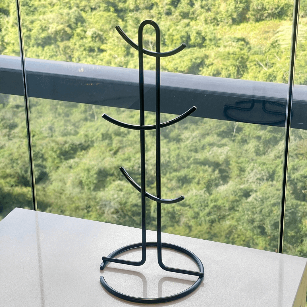 Suporte para Xícaras e Canecas em Aço Preto 15,2cm