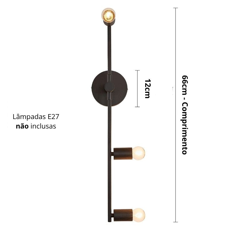 Luminária Arandela de Parede Versatto LEDZ - 3 Lâmpadas - 66cm