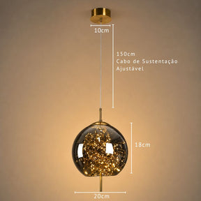 Lustre Pendente de Luxo Design Italiano Fio de Fada Vivare LEDZ – Fumê / Âmbar