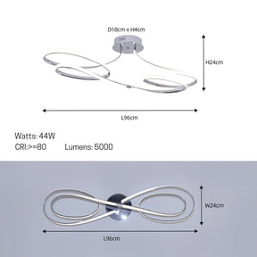 Lustre Luminária de Teto Plafon de Luxo Fluence LEDZ - Dourado/Prata/Preto – 75cm/96cm
