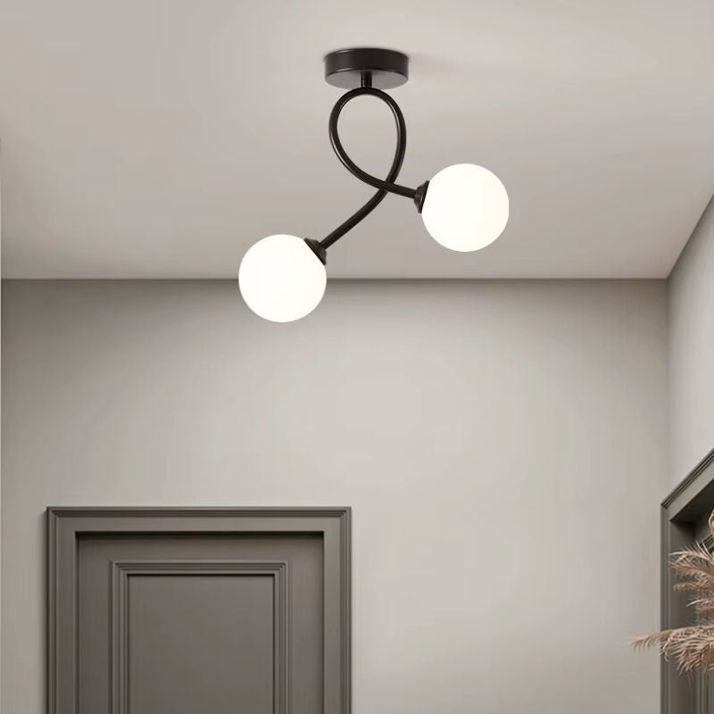 Luminária de Teto Plafon Jabuticaba 2 Globos Modena LEDZ – Dourado/Preto