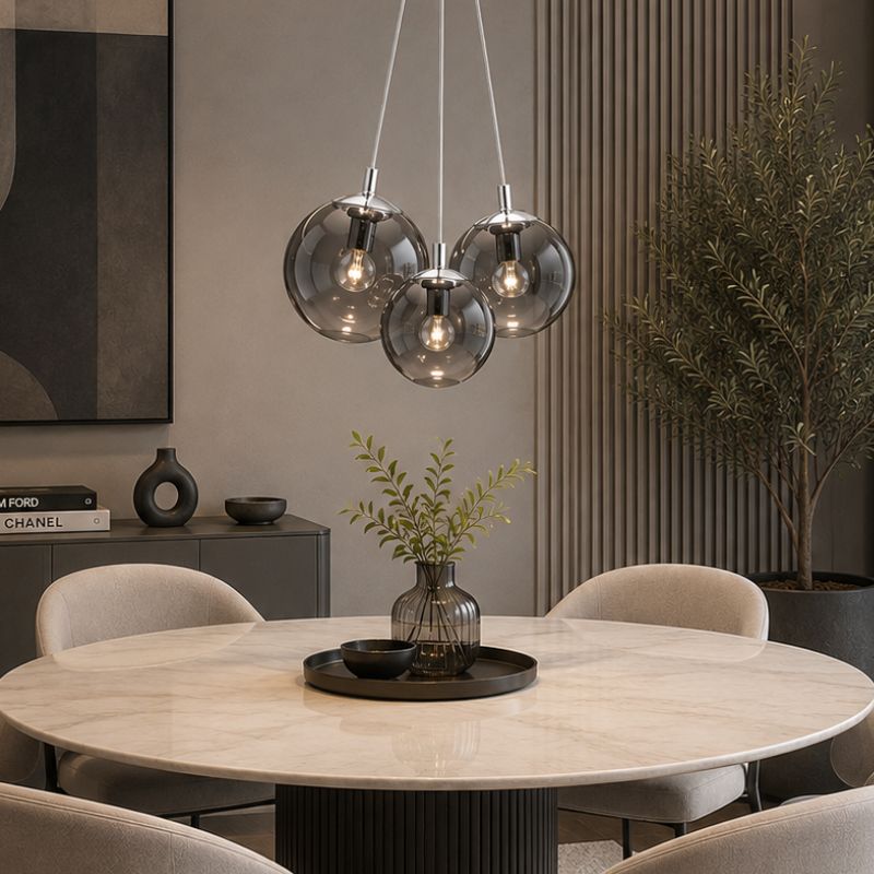 Lustre Pendente Design Italiano Vetro Chiaro Fascio LEDZ - Conjunto de 3 Globos (10cm/12cm/15cm)