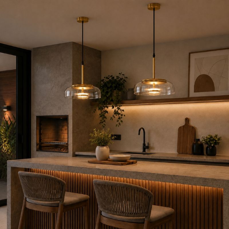 Lustre Pendente Design Italiano Mezza Luna LEDZ – Transparente/Âmbar/Fumê