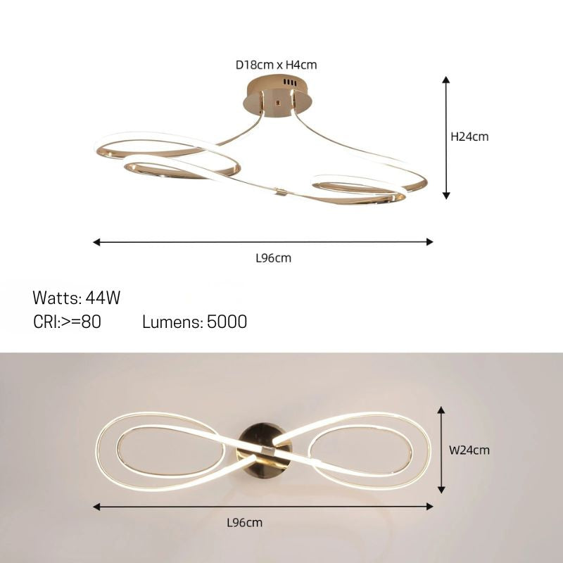 Lustre Luminária de Teto Plafon de Luxo Fluence LEDZ - Dourado/Prata/Preto – 75cm/96cm