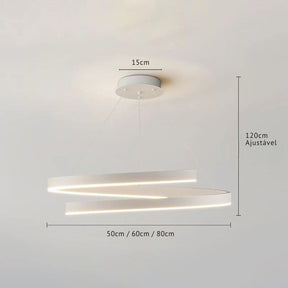 Lustre Pendente Minimalista Circular Orgânico Orbe LEDZ – Preto/Branco – 50cm/60cm/80cm