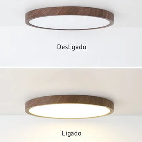 Luminária de Teto Plafon Ultra Slim LED – Circular – Textura Madeira Wall Nut – 30cm/40cm/50cm