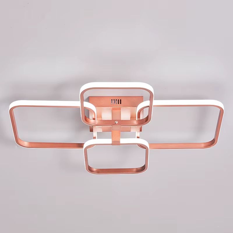 Lustre Luminária de Teto Minimalista Circular/Quadrado Rose Gold Vittara LEDZ – Com Controle Remoto e App de Celular