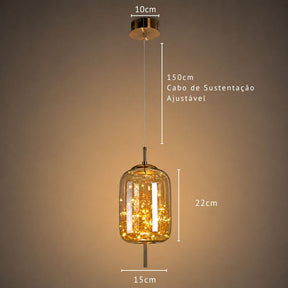 Lustre Pendente de Luxo Design Italiano Fio de Fada Vivare LEDZ – Fumê / Âmbar