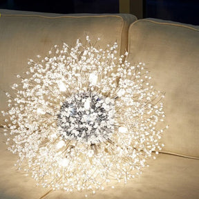 Lustre Pendente Moderno Dente de Leão Led - Dourado/Prata - 55cm