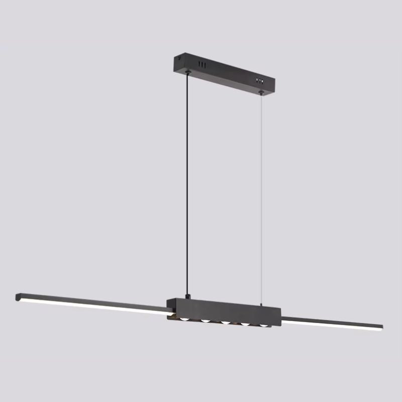 Lustre Pendente Minimalista Linear Slim com Foco em LED Central Pulse LEDZ – Preto – 100cm