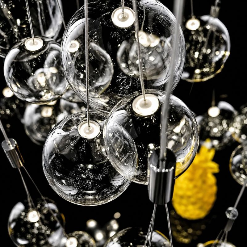 Lustre Pendente Design Italiano Vetro Chiaro Fascio LEDZ - Conjunto de 3 Globos (10cm/12cm/15cm)