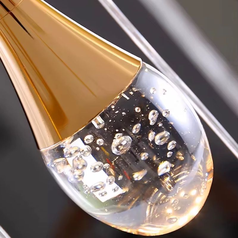Lustre Pendente de Luxo para Pé-Direito Duplo Pingo Dourado/Preto LEDZ – 6 Pingos / 8 Pingos / 10 Pingos / 12 Pingos / 15 Pingos
