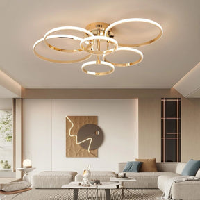 Lustre Luminária de Teto Circular Minimalista Com Controle Remoto e App de Celular Livorno LEDZ – Dourado / Prata / Preto – 61cm / 80cm