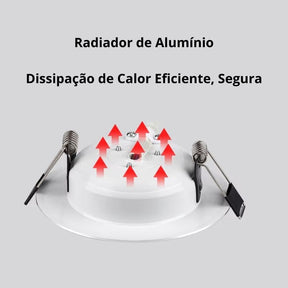 KIT 10 Un. - Spot Led de Embutir Redondo Branco Acabamento Cromado 5W, 9W, 12W, 15W - LEDZ 10VX