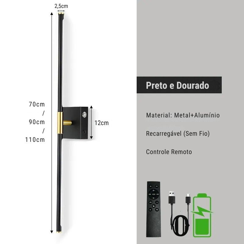 Luminária Arandela de Parede Sem Fio Recarregável Rotacionável Versa LEDZ
