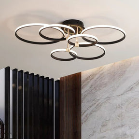 Lustre Luminária de Teto Circular Minimalista Com Controle Remoto e App de Celular Livorno LEDZ – Dourado / Prata / Preto – 61cm / 80cm